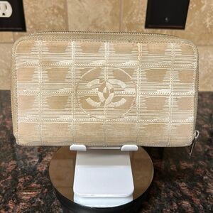Chanel Travel Line Wallet Beige Zip Around